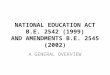 NATIONAL EDUCATION ACT B.E. 2542 (1999) AND AMENDMENTS B.E. 2545 (2002) A GENERAL OVERVIEW