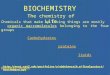 BIOCHEMISTRY The chemistry of Life Chemicals that make up living things are mostly organic macromolecules belonging to the four groups Carbohydrates proteins
