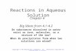Reactions in Aqueous Solution Chapter 4 Copyright © The McGraw-Hill Companies, Inc. Permission required for reproduction or display. Big Ideas from 4.1-4.2