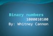 1000010100 By: Whitney Cannon. What are binary Numbers Binary numbers are the way a computer thinks. The computer see’s thing in zero’s and ones. We used