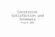 Constraint Satisfaction and Schemata Psych 205. Goodness of Network States and their Probabilities Goodness of a network state How networks maximize goodness