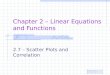 Chapter 2 – Linear Equations and Functions 2.7 – Scatter Plots and Correlation