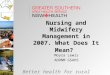Better health for rural Australia Nursing and Midwifery Management in 2007. What Does It Mean? Moyra Lewis ADONM GSAHS