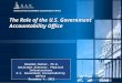 FAA Senior Leadership Development Program Policy Dynamics Seminar Dr. Gerald Dillingham April 28, 2009 The Role of the U.S. Government Accountability Office