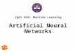 CpSc 810: Machine Learning Artificial Neural Networks