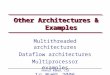 Anshul Kumar, CSE IITD Other Architectures & Examples Multithreaded architectures Dataflow architectures Multiprocessor examples 1 st May, 2006