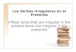 Los Verbos Irregulares en el Pretérito (*Most verbs that are irregular in the present tense are irregular in the preterite)