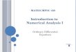 Introduction  to  Numerical Analysis  I