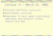 Lecture 17 – March 21, 2002