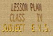 LESSON PLAN CLASS    IV SUBJECT  E.V.S