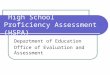 High School Proficiency Assessment (HSPA)
