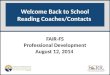 Welcome Back to School Reading Coaches/Contacts