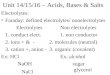 Unit 14/15/16 – Acids, Bases & Salts