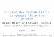 First-Order Probabilistic Languages: Into the Unknown