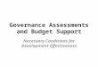 Governance Assessments and Budget Support