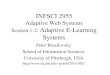 INFSCI 2955 Adaptive Web Systems Session 1-2:  Adaptive E-Learning Systems