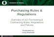 Purchasing Rules & Regulations