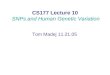 CS177 Lecture 10 SNPs and Human Genetic Variation