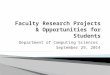Faculty Research Projects & Opportunities for Students