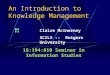 An Introduction to Knowledge Management