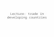 Lecture: trade in developing countries