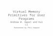 Virtual Memory Primitives for User Programs