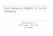Performance Model & Tools Summary
