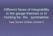 Different faces of integrability in the gauge theories or in hunting for  the   symmetries