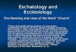Eschatology and Ecclesiology