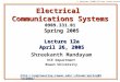 Electrical  Communications Systems 0909.331.01 Spring 2005