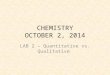 CHEMISTRY OCTOBER 2, 2014