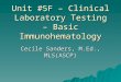 Unit #5F – Clinical Laboratory Testing – Basic Immunohematology