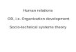 Human relations  OD, i.e. Organization development Socio-technical systems theory