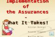 Implementation of  the Assurances -  What It Takes!