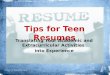 Tips for Teen Resumes