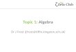 Topic 1:  Algebra
