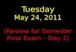 Tuesday May 24, 2011