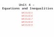 Unit 4 –  Equations and Inequalities