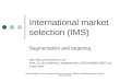 International market selection (IMS)