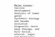 Major issues : Vaccine development Analysis of tumor genes Synthetic biology and Genome evolution