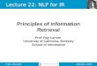 Lecture 22: NLP for IR