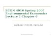 ECON 4910 Spring 2007  Environmental Economics  Lecture 2 Chapter 6