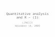 Quantitative analysis and R – (1)