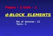 Paper – 2 Unit – 1 d-BLOCK  ELEMENTS