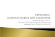 Reflections:  Doctoral Studies and Leadership
