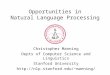 Opportunities in Natural Language Processing