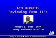 ACO BUDGETS Reviewing Form 11’s