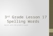 3 rd  Grade Lesson  17  Spelling Words