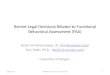 Recent Legal Decisions Related to Functional Behavioral  Assessment (FBA)