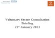 Voluntary Sector Consultation Briefing 21 st  January 2013